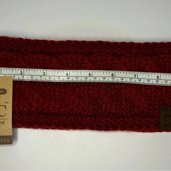 NWT C.C. Red Sherpa Knit Head Wrap Ear Muff Headband - Picture 3 of 6